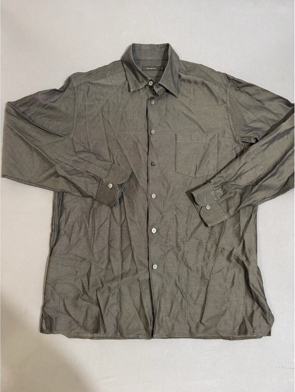 Ermenegildo Zegna Shirt Men's XLarge Brown Button Down Cotton  Italy